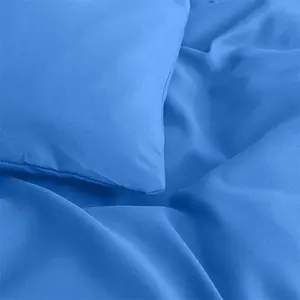 Plain Microfibre 200TC Reversible Contemporary Luxury Quilt Duvet Cover Light Blue / Double Duvet Cover - 2 Standard Pillowcases