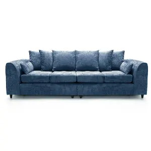 Monaco Chenille Fabric Long 4 Seater Sofa  Blue