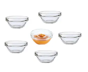 6 Glass Dip Bowls Luminarc Sauce Condiment Stacking Serving Dishes 6cm x 3cm