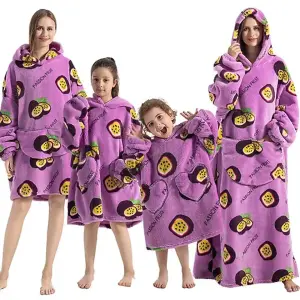 Purple Adult-Long Size Oversized Wearable Hoodie Blanket