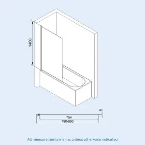 Nes Home 800mm Square Bath Screen Matt Black Profile Grey Tinted Glass Reversible  Sky