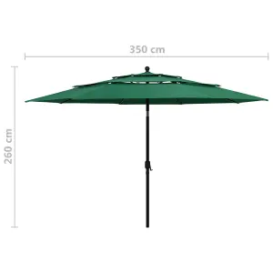 Berkfield 3-Tier Parasol with Aluminium Pole Green 3.5 m