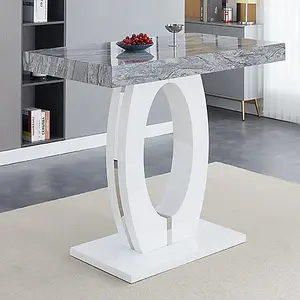 Furniture In Fashion Halo Melange High Gloss Bar Table With 4 Ripple White Stools