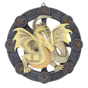 Anne Stokes Mabon Resin Dragon Plaque Yellow/Grey (One Size)