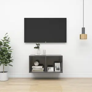 Berkfield Wall-mounted TV Cabinet High Gloss Grey 37x37x72 cm Engineered Wood