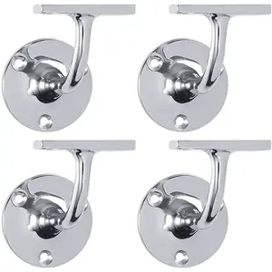 4 PACK - Lightweight Stair Handrail Bannister Bracket Arm - Polished Chrome 72mm Holder