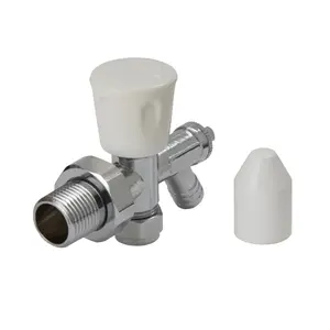 Flomasta Gloss chrome effect Angled Manual Radiator valve & drain off, (Dia)10mm, Pack of 1