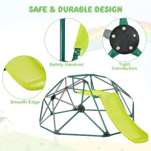 Costway 8FT Dome Climber Kids Toddler Climbing Frame With Slide Geometric Climbing Dome