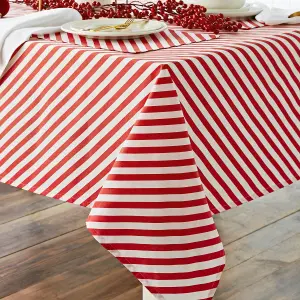 Catherine Lansfield Christmas Candy Cane Cotton 137x178 cm Table Cloth White Red