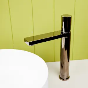 Flode Limingen High Rise Mono Basin Mixer Tap Polished Gun Metal