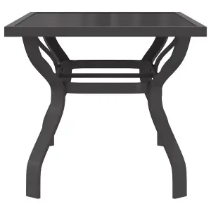 Berkfield Garden Table Grey and Black 140x70x70 cm Steel and Glass