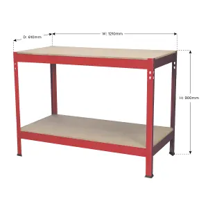 Sealey 1.2m Steel Workbench With Wooden Top Capacity Per Level 100kg AP1210