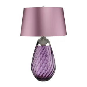 Table Lamp Heather Shade Plum tinted Glass / Heather Shade LED E27 60W Bulb