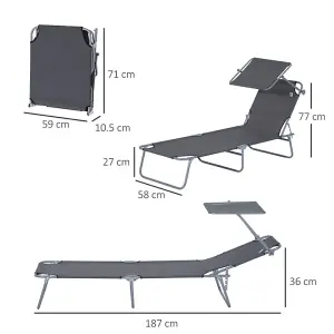 Outdoor Foldable Sun Lounger with Adjustable Backrest And Shade Awning  / Ultimate Comfort for Sunny Days