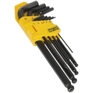 Versatile 9 Piece Ball-End Hex Key Set for Precision Fastening - 1.5mm to 10mm Sizes