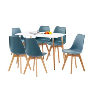 Nero Upholstered Dining Chair (Set of 6) Blue/Light Blue