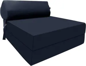 Fold Out Z Bed Chair Sofa Lounger With Pillow - Navy