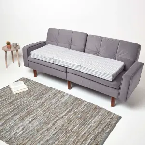 Homescapes Grey Stripe Cotton Orthopaedic Foam 3 Seater Booster Cushion