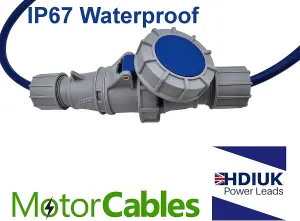 HDIUK - IP67 CEE Blue Plug to Coupler Heavy Duty Site Extension Lead, 16A (25 Metres)