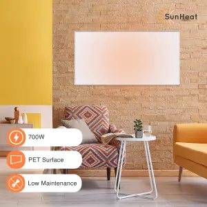 SUNHEAT Mirrorstone 0.7KW- Wall mounted Far Infrared Panel Heater - Energy Efficient