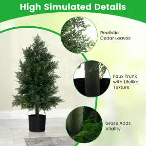 Costway Artificial Cedar Topiary Tree Indoor Fake Pine Tree w/ Plastic Nursery Pot