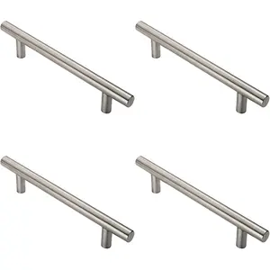 4x Straight T Bar Pull Handle 775 x 30mm 600mm Fixing Centres Satin Steel