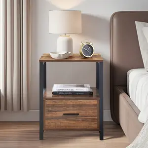 NS 1 Drawer Bedside Table Brown