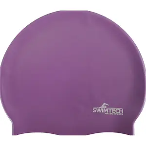 ONE SIZE Silicone Swim Cap - PURPLE - Comfort Fit Unisex Swimming Hair Hat