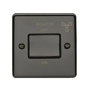 6A Extractor Fan Isolator Switch BLACK NICKEL & Black Trim 3 Pole Shower