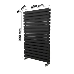 Ximax Champion Duplex FORDH990600A Anthracite Gas Vertical Designer Radiator, (W)600mm x (H)990mm