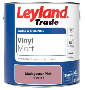 Leyland Trade Vinyl Matt Walls & Ceilings Emulsion Paint Madagascar Pink (PPG1050-4) 2.5L