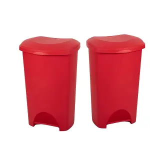 1x Red 50 Litre Strong Plastic Hard Wearing Coloured Recycling Bins Complete With Lids