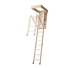 DJM Deluxe 3-Section Wooden Timber Loft Ladder with Insulated Hatch 115 x 57cm