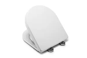 Croydex Flexi-Fix Plain White D-shaped Standard Soft close Toilet seat