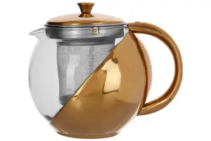 Maison by Premier Miller Gold Finish Glass 600 ml Teapot With Infuser