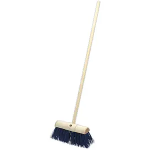 Durable Heavy Duty Hard Bristle Yard Broom with Wooden Handle and Saddle Back Brush Head