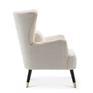 Teddy Boucle Fabric White Camila Accent Chair