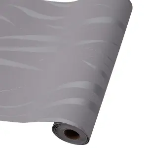 Silver Grey 3D Wave Curved Strip Prepasted Wallpaper Roll 950cm (L)