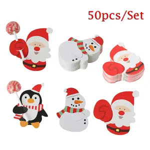 50PCS Father Christmas Pattern Lollipop Decorative Paper Cards