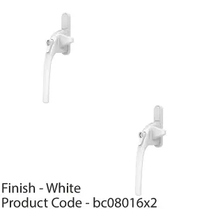 2 PACK - White Cockspur Locking Window Handle - Left Hand - 9 13 17 & 21mm Rebate