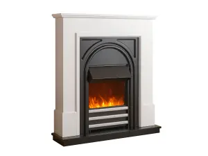 Adam Warwick Fireplace Suite In Pure White & Black Cast Effect, 36 Inch