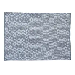 Woven Indoor Outdoor Washable Diamond Reversible Rug Denim Blue - 80cm x 150cm