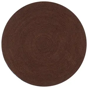 Handmade Rug Jute Round 120 cm Brown