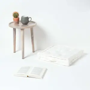 Homescapes Cotton Off White Floor Cushion, 40 x 40 cm