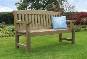 Zest Emily Wooden Garden Bench 3 Seater 5ft Seat Pad Outdoor Cushion Grey