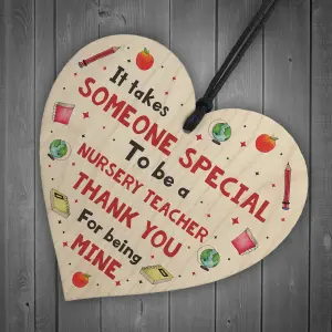 Handmade Nursery Teacher Thank You Leaving Gift For School Nursery Wood Heart Gift Plaque