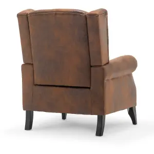 Faux Leather Suede Brown Sandringham Accent Wingback Chair