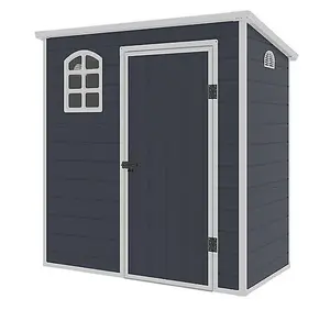 6 x 3 Plastic Pent Shed - Dark Grey with Foundation Kit (included) (6ft x 3ft / 6' x 3' / 1.8m x 0.97m)