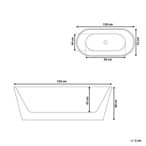 Freestanding Bath 1500 x 750 mm White HAVANA