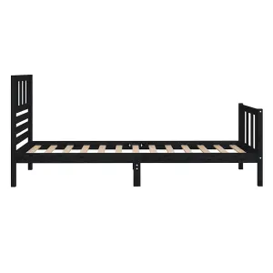 Berkfield Bed Frame Black Solid Wood 100x200 cm